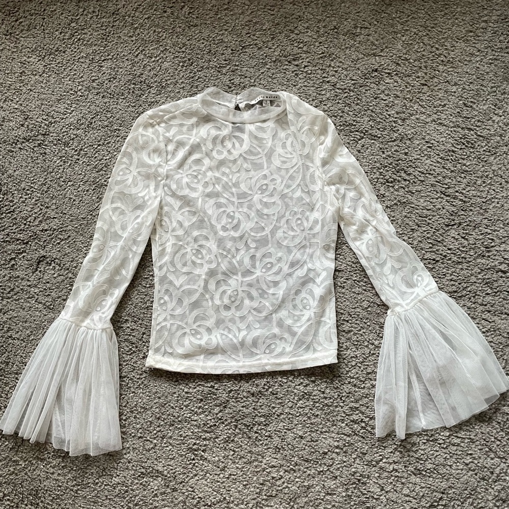 Haute Monde White Floral Lace Blouse